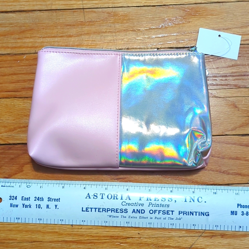 ULTA pink & silver cosmetic bag